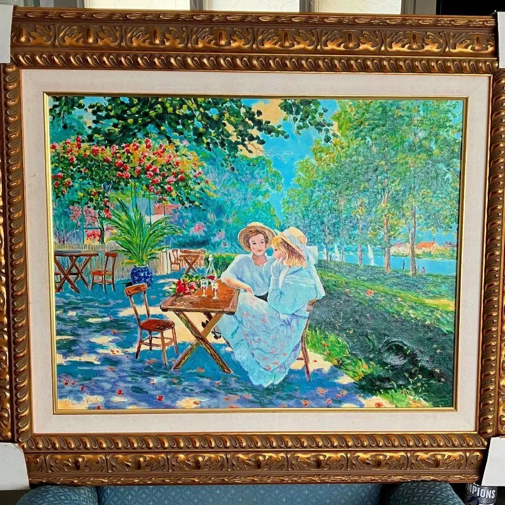 "Confidences" by Claude Cambour Serigraph Framed and Matted - Picture 2 of 6